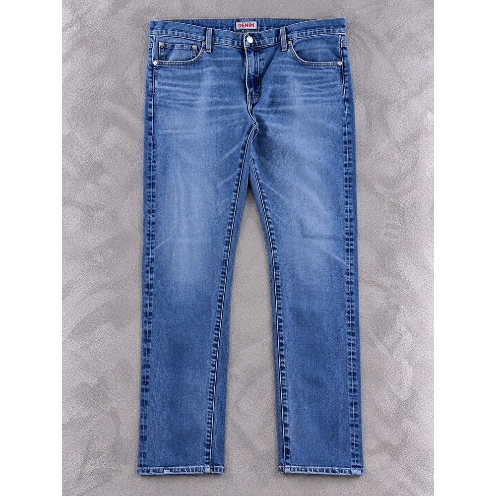 Smn The Finn Jeans Mens 36x33 Blue Medium Wash Slim Tapered Stretch Denim